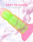 Brand new transparent mixed color luminous silicone dildo female manual masturbator
