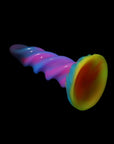 Special Shape Mixed Color Spiral Silicone Luminous Dildo Female Orgasm Masturbator