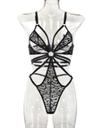 Lace hollow body shaper bodysuit - Sexy transparent lace women's lingerie
