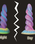 Special Shape Mixed Color Spiral Silicone Luminous Dildo Female Orgasm Masturbator
