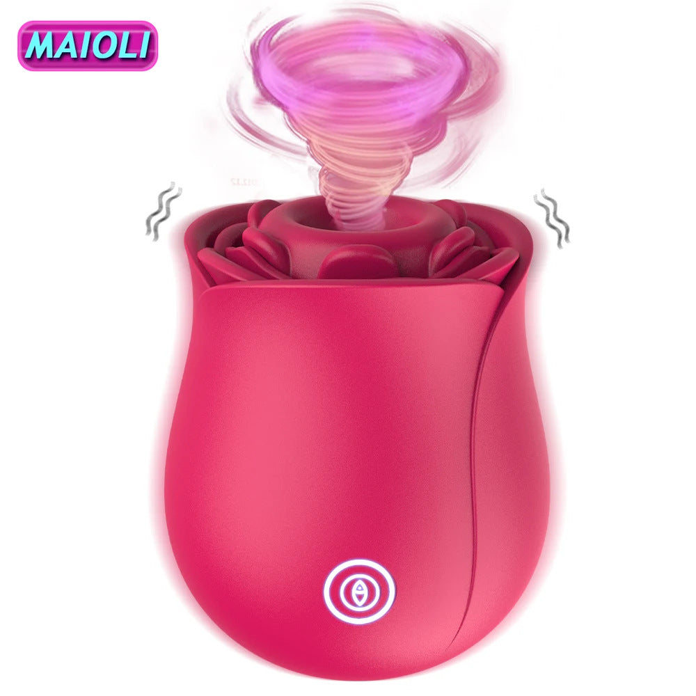 Sucking and Vibration 2 in 1 Portable Rose Vibrator Female Flirting G-spot Vibrator