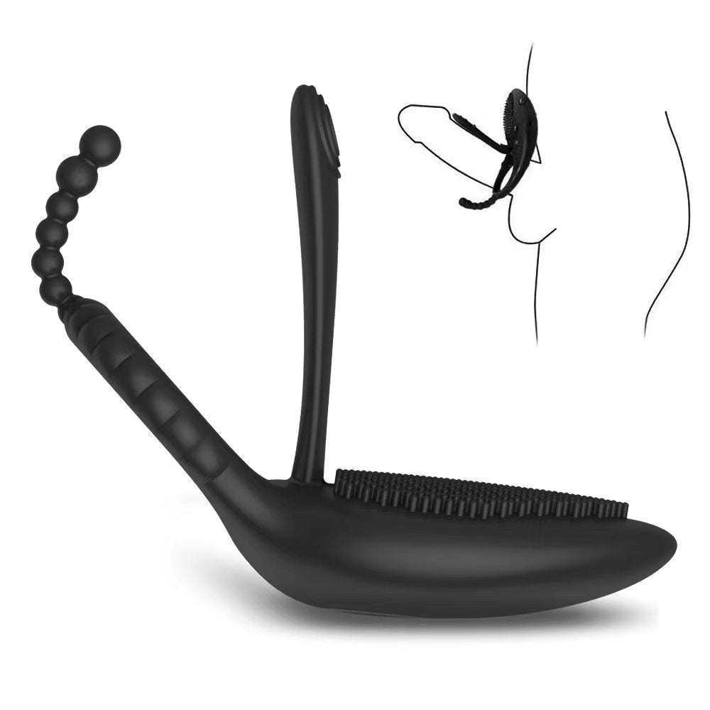 Double Vibration Peach Shape Vibrating Ring Silicone Waterproof Masturbator Couple Sex Toy