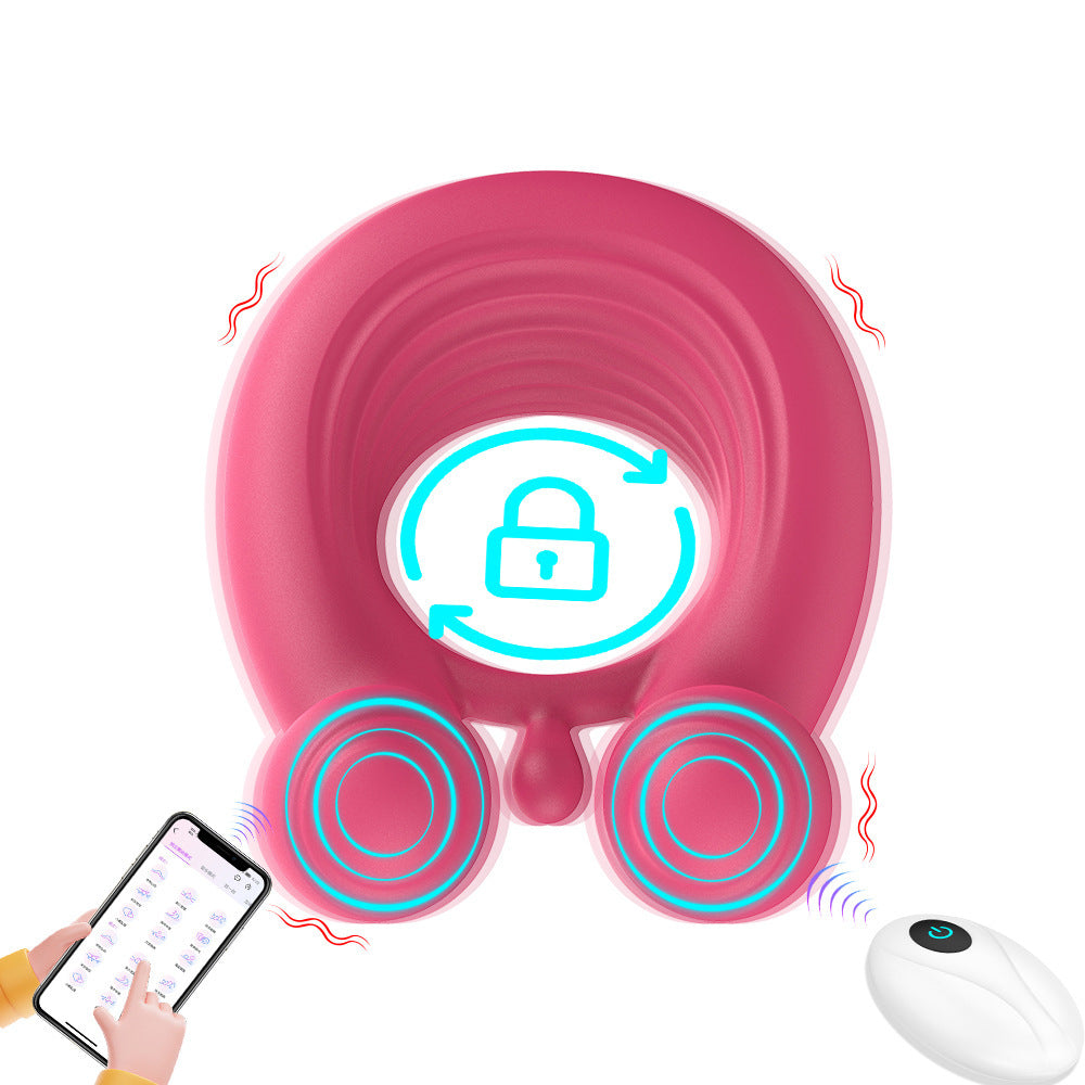 APP remote control dual shock penis ring couple massage silicone vibration delay device