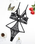 Lace hollow body shaper bodysuit - Sexy transparent lace women's lingerie