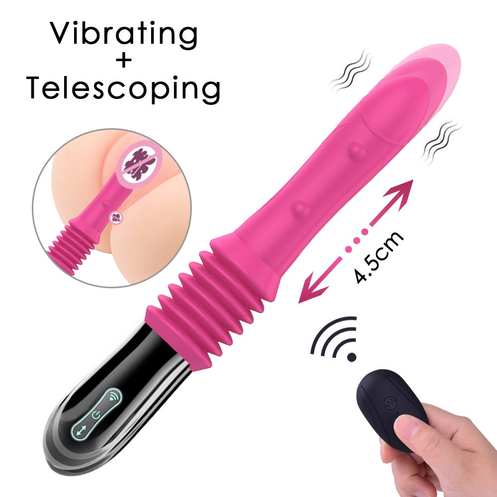 Rechargeable remote control telescopic gun machine vaginal insertion vibrator female sex toy