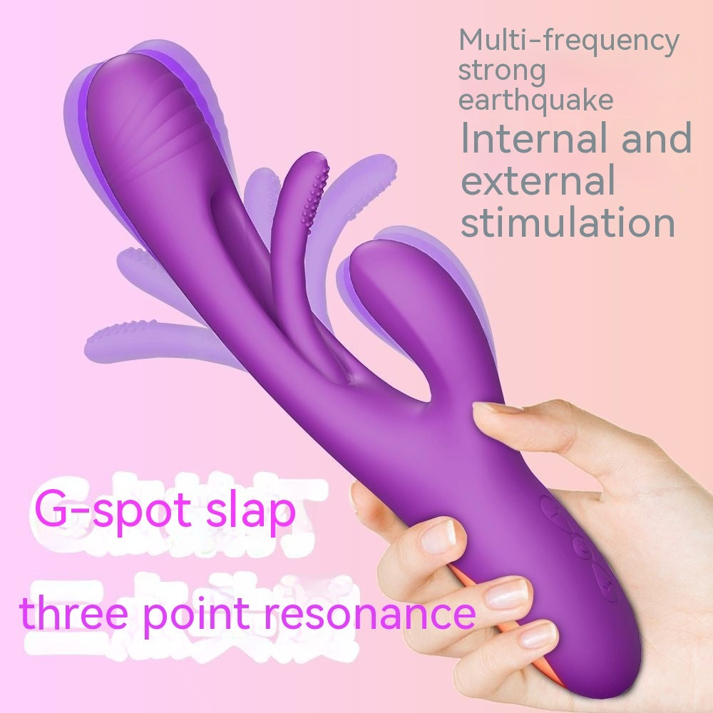 Female sucking and slapping G-spot vibrator