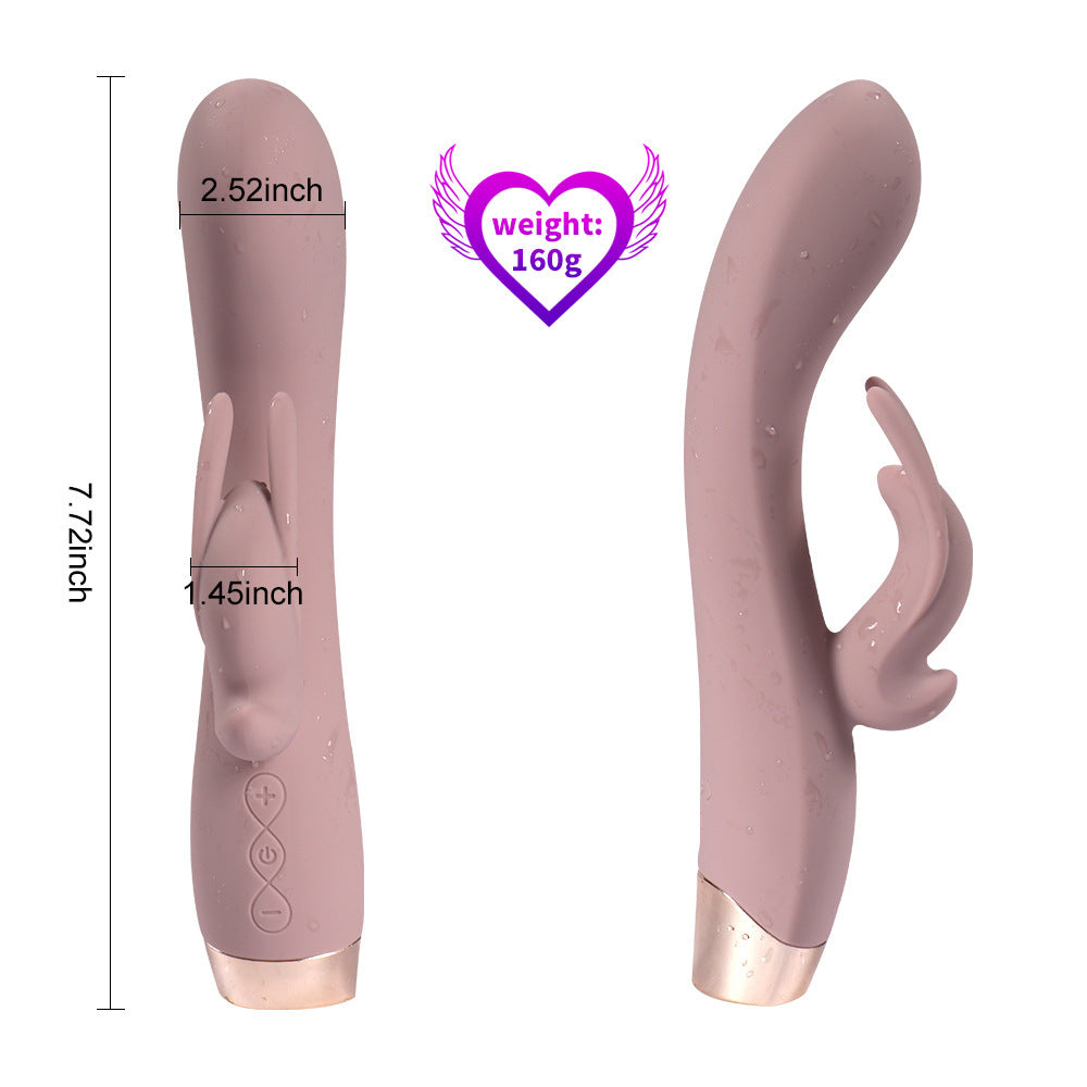 Female rechargeable multi-frequency dual electric shock rabbit vibrator
