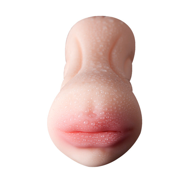 Double-headed C-mouth portable masturbator for men's oral sex