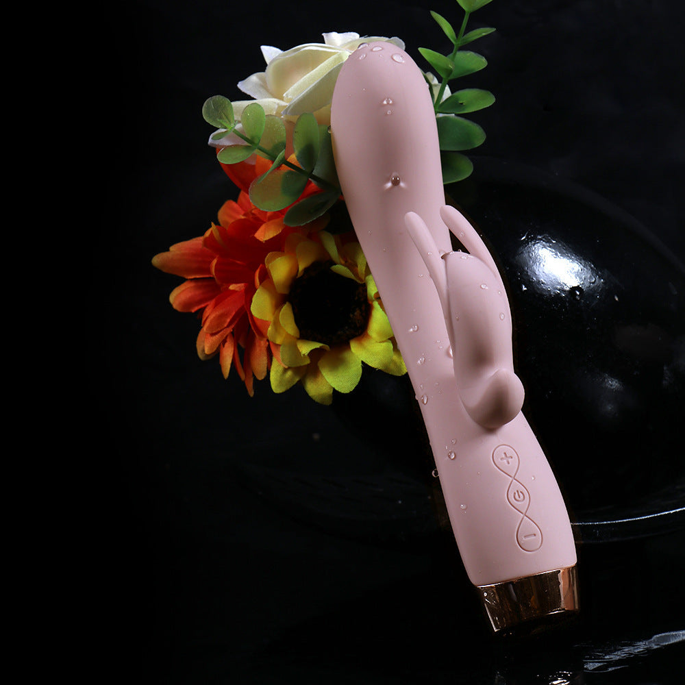 Female rechargeable multi-frequency dual electric shock rabbit vibrator