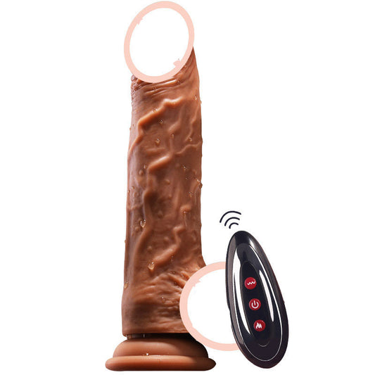 Automatic retractable heated silicone realistic dildo female electric masturbator