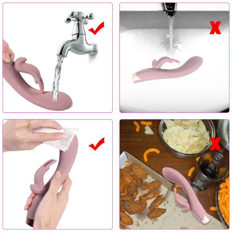 Female rechargeable multi-frequency dual electric shock rabbit vibrator