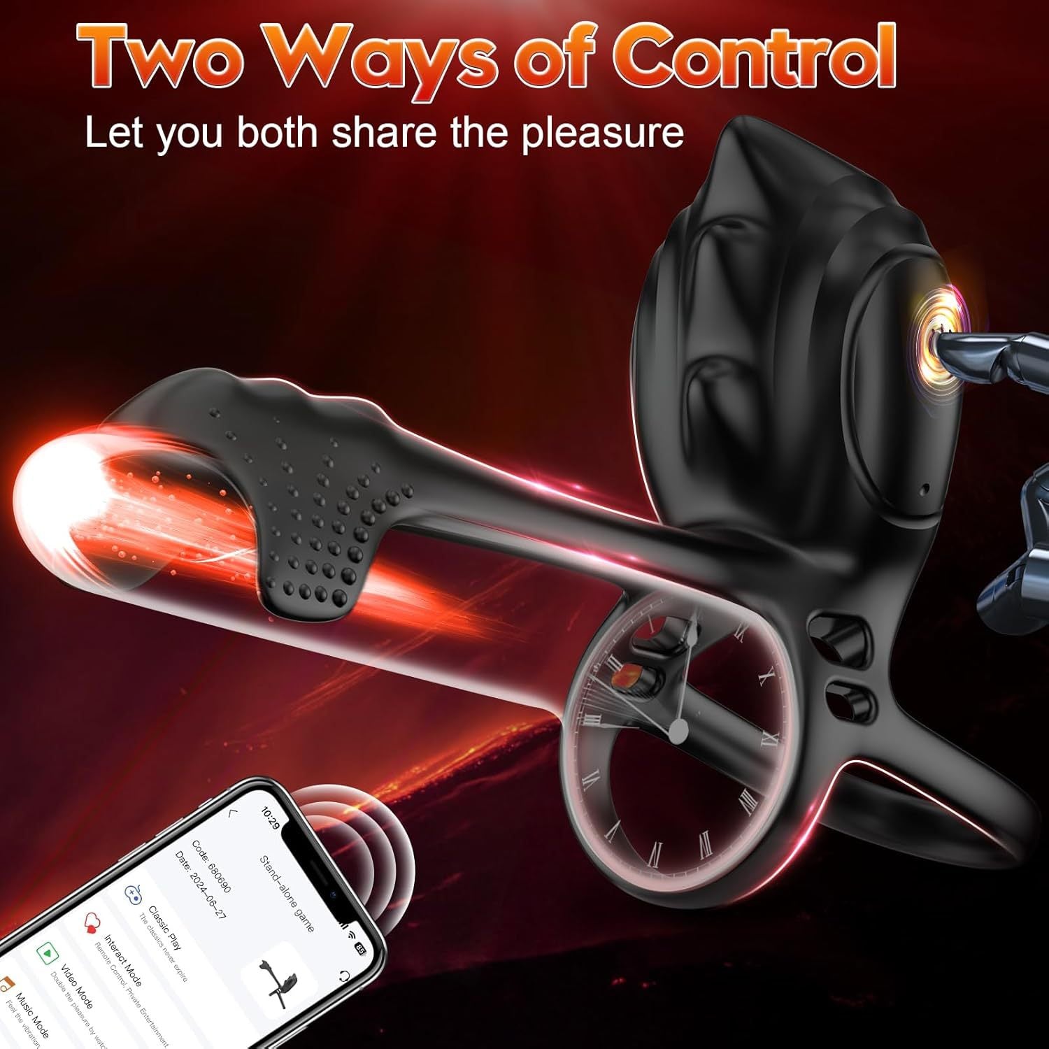 Hannibal Monster Cock Ring APP Controlled Penis Massage Vibrator Couples Sex Toy