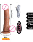 Automatic retractable heated silicone realistic dildo female electric masturbator