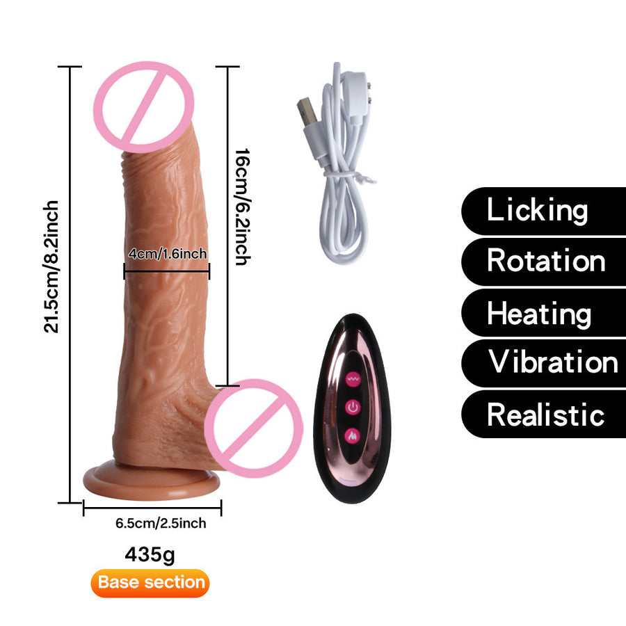 Automatic retractable heated silicone realistic dildo female electric masturbator