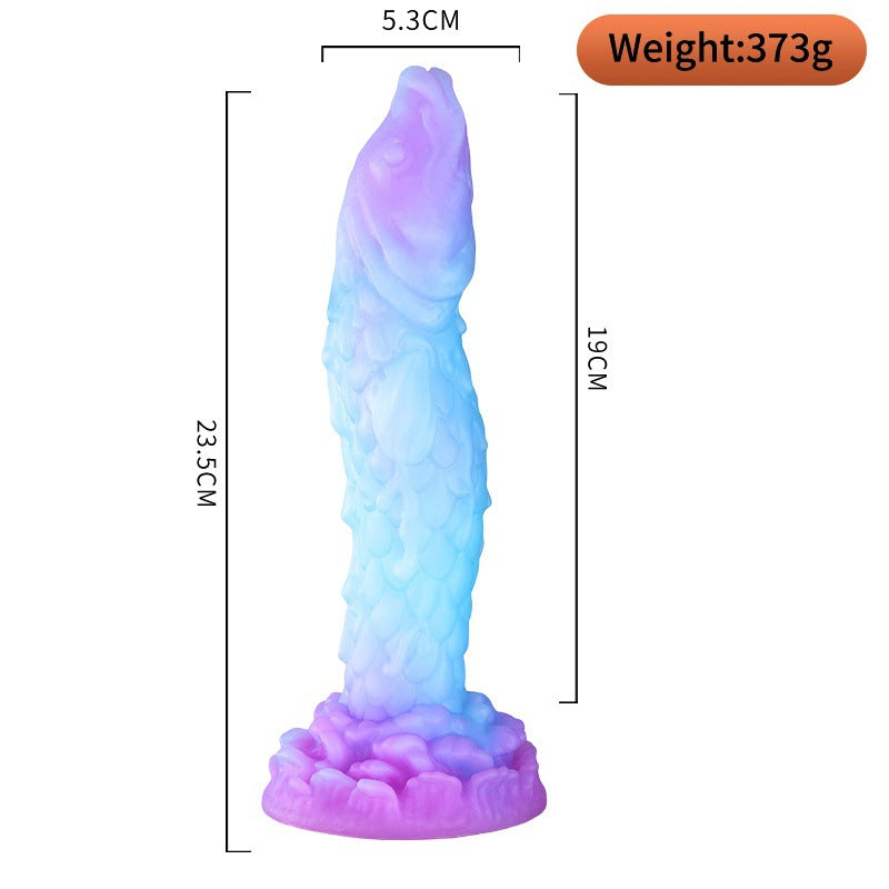Flying fish shaped mixed color silicone luminous manual dildo flirting sex toy
