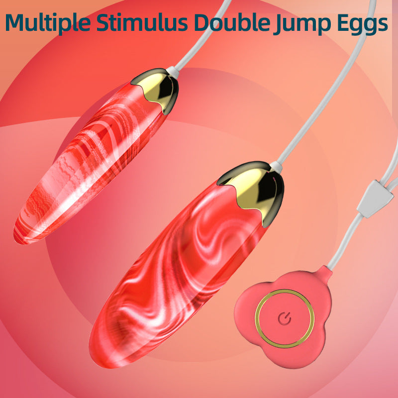 Female jade love egg vibrator wire control double jumping egg masturbator adult sex toys