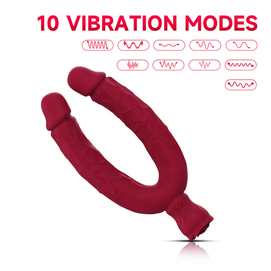 Powerful vibration double-head dildo bendable triple vibration dual-purpose vibrator