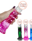 Female dildo gradient color suction cup crystal transparent masturbation stick 7.28 inches