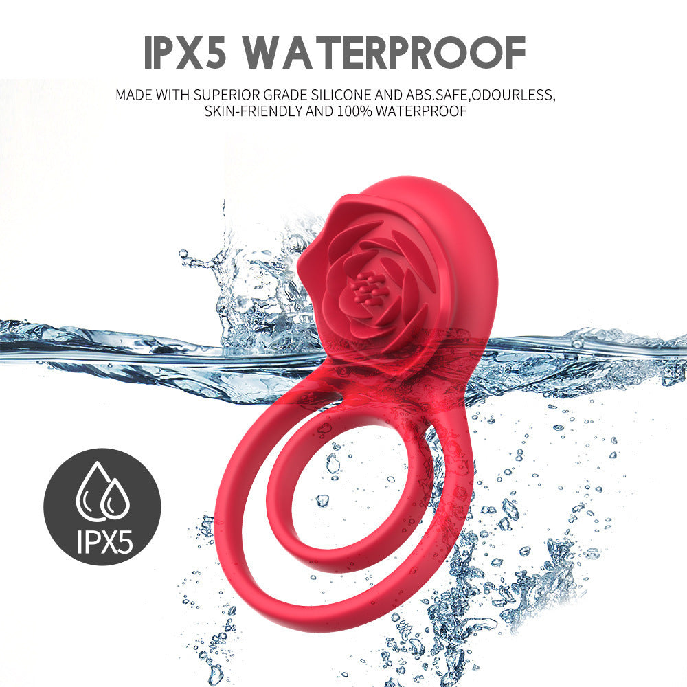 Mengma Hot Rose Vibrator Men's Vibrating Penis Ring Flirting Couple Vibrator