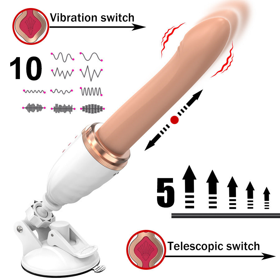 Female fully automatic insertion machine hands-free suction cup electric telescopic vibration dildo