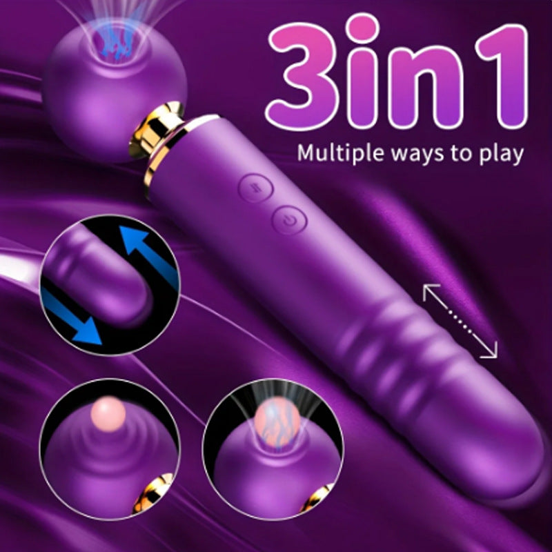 Moedun 3 in 1 female sucking retractable vibrator adult products