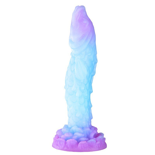 Flying fish shaped mixed color silicone luminous manual dildo flirting sex toy