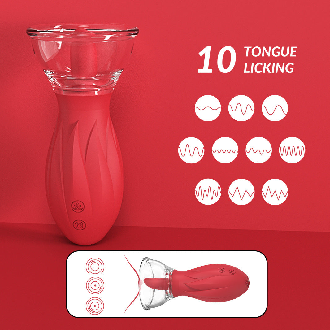 Female tongue licking suction cup masturbator G spot vibrator female sex toys