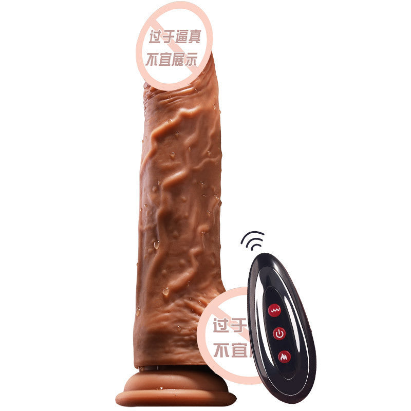 Automatic retractable heated silicone realistic dildo female electric masturbator