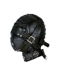 Soft Leather BDSM Head Cover Full Face Mask with Straps Slave Role Play Headdress