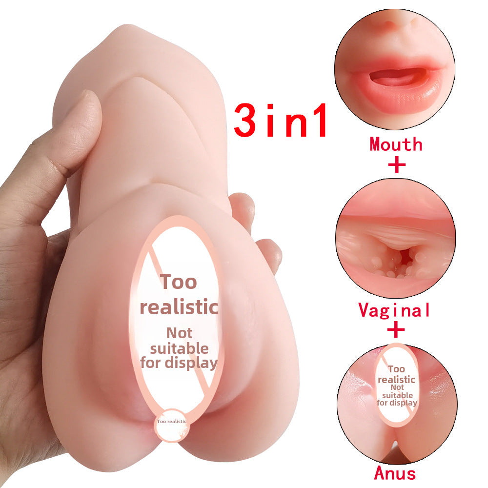 Men's double-headed three-hole molded oral sex masturbator adult sex products