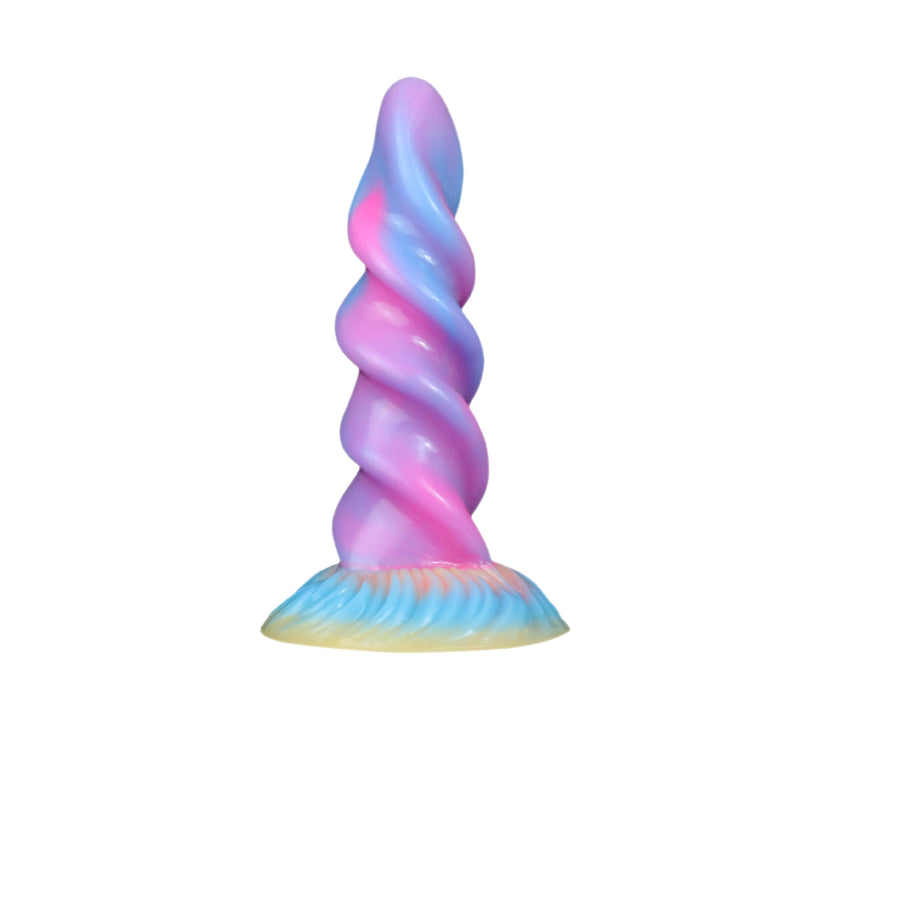 Special Shape Mixed Color Spiral Silicone Luminous Dildo Female Orgasm Masturbator