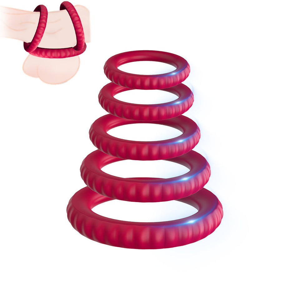 Comfort Delay Penis Ring Elastic Compound Ring 6 Pack Set