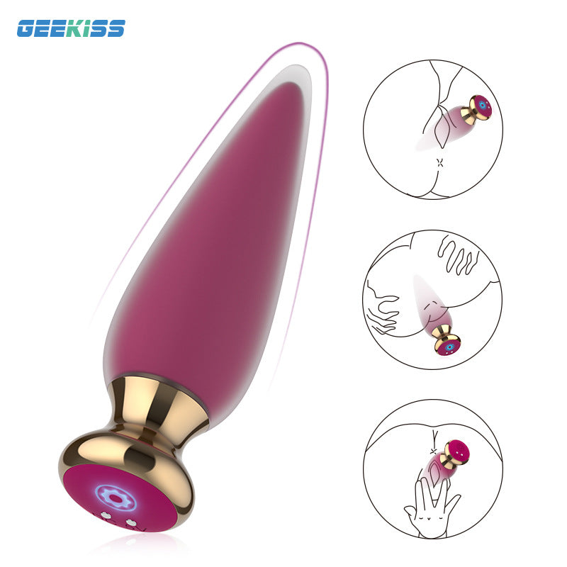 APP controlled magnetic charging luminous anal plug vibrating masturbator