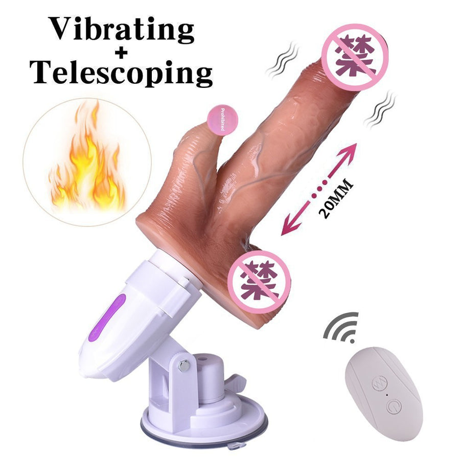 Fully automatic telescopic gun machine wireless remote control electric heating dildo