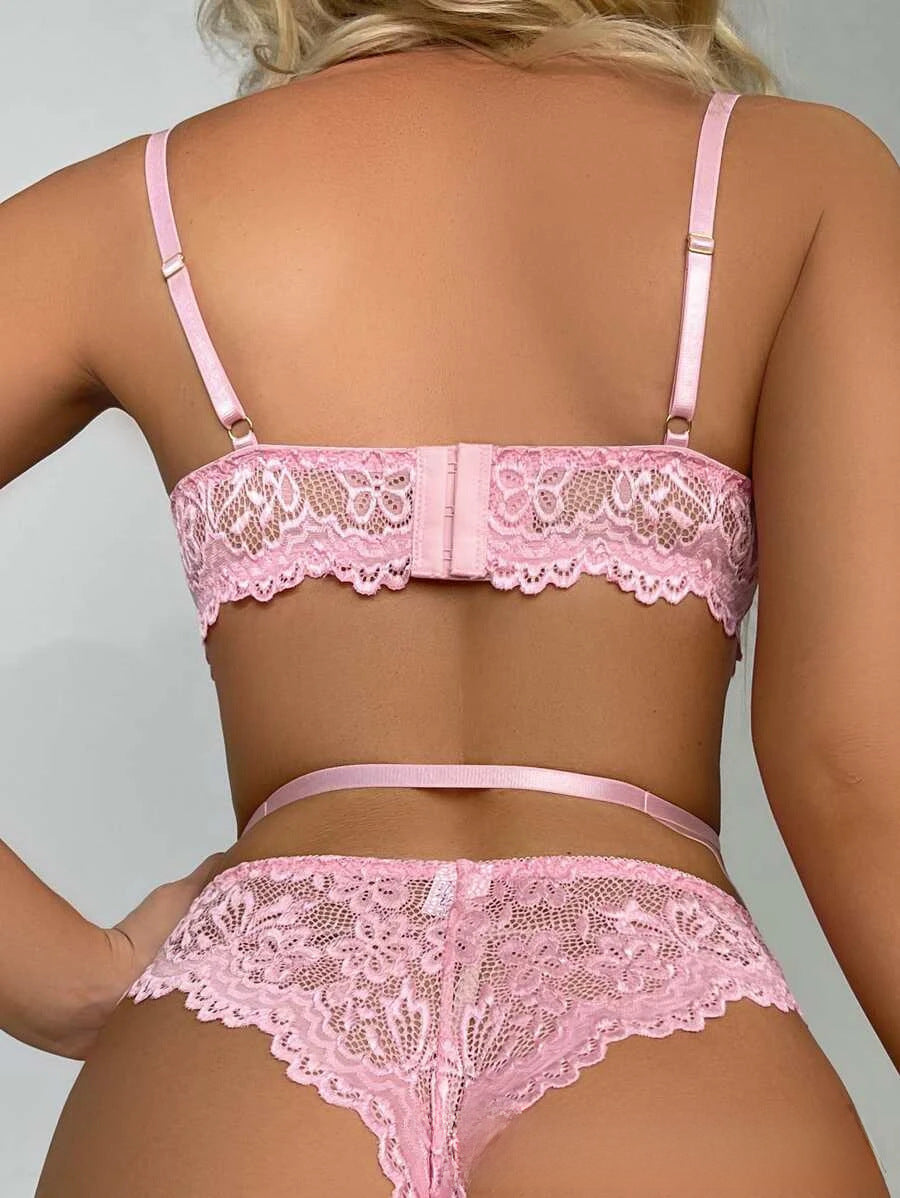 Sexy Lace Lingerie Set for Women  2Piece Garter Belt & Corset