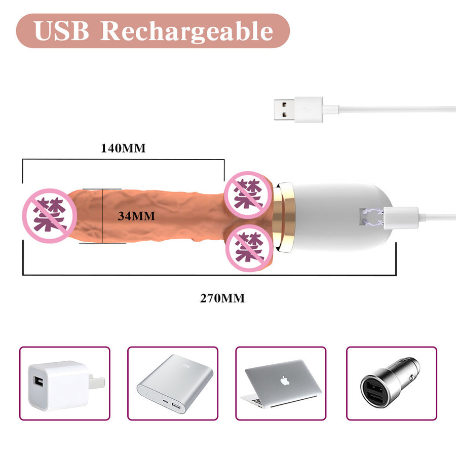 Fully automatic telescopic gun machine wireless remote control electric heating dildo