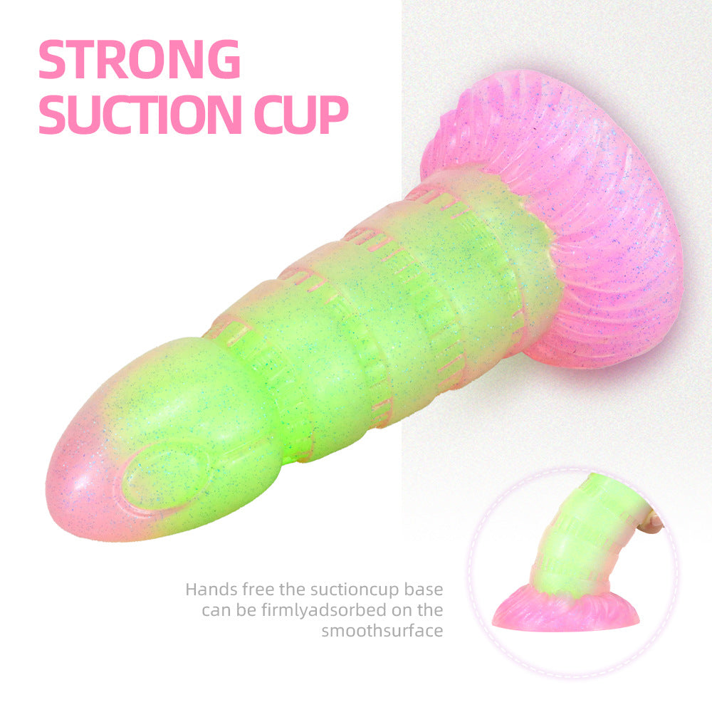 Brand new transparent mixed color luminous silicone dildo female manual masturbator