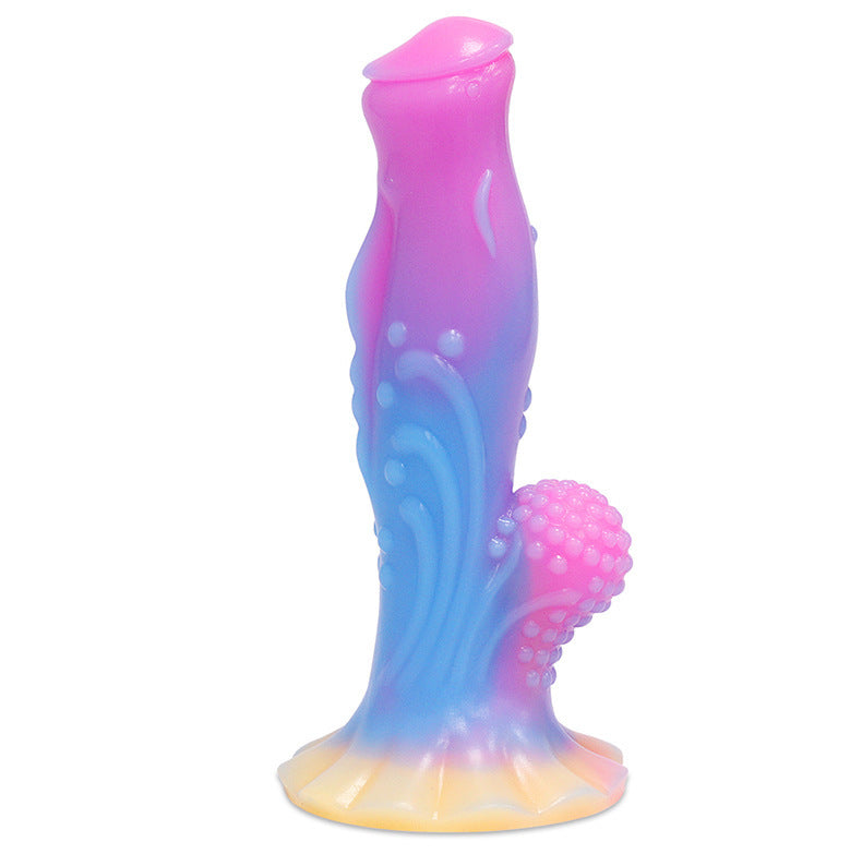 Colorful luminous liquid silicone simulation penis realistic dildo 7 inches