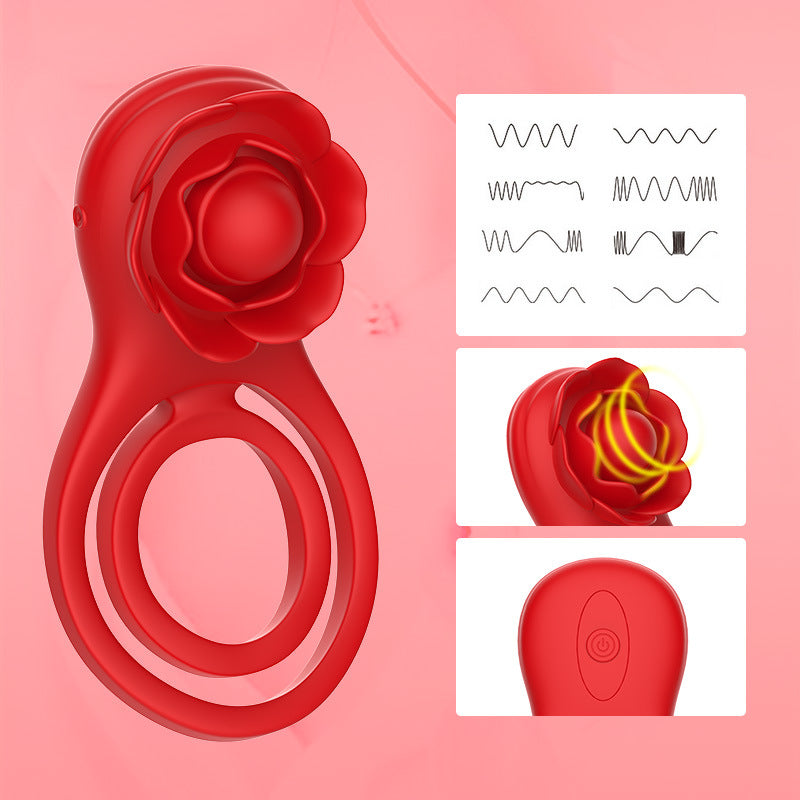 APP wireless remote control double ring penis ring penis exerciser couple rose vibrator