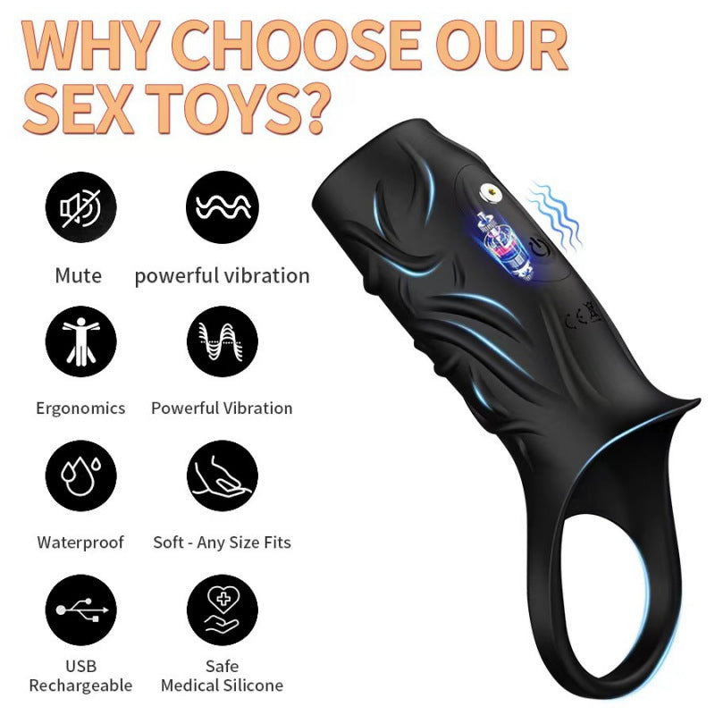 Men's penis exerciser couple flirting vibrator function vibrating penis sleeve