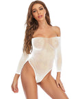 Hot Rhinestone PolkaDot Mesh Bodysuit  Sheer Sparkle Lingerie for Women