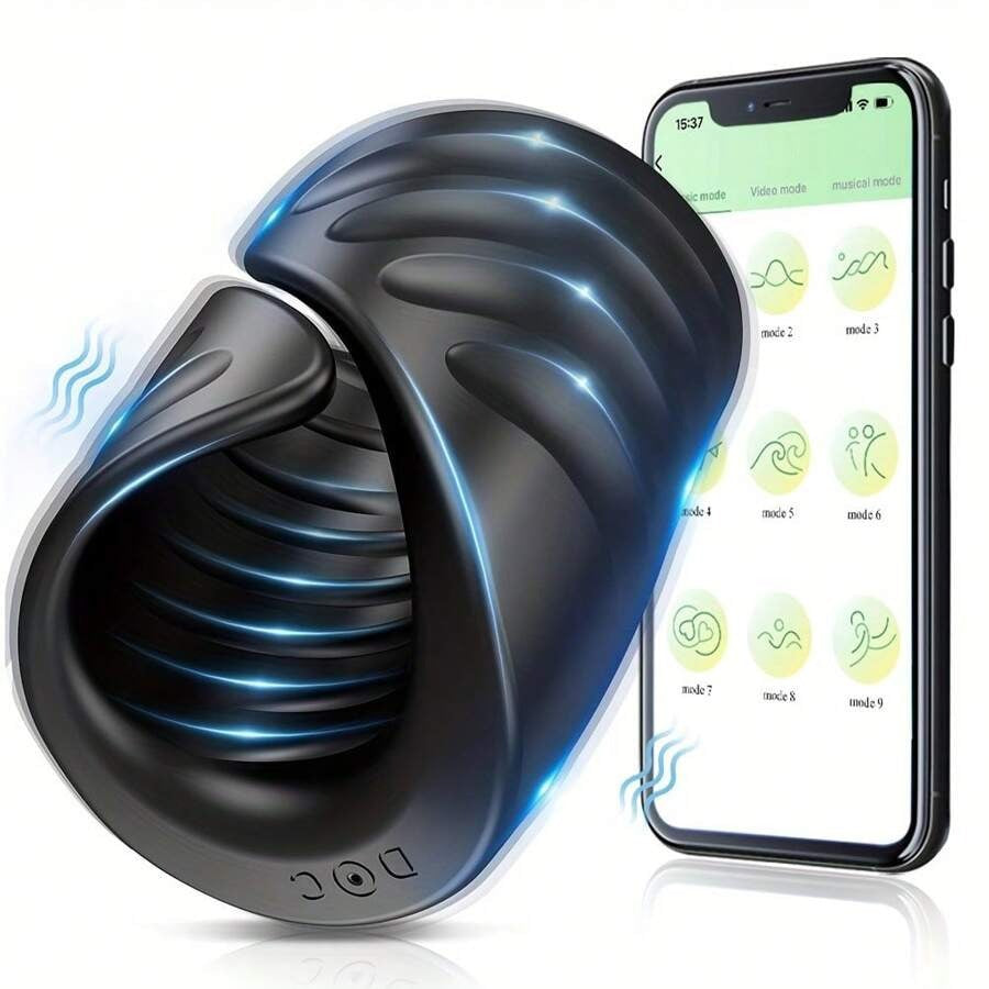 Male masturbator APP controlled penis delayed vibration trainer