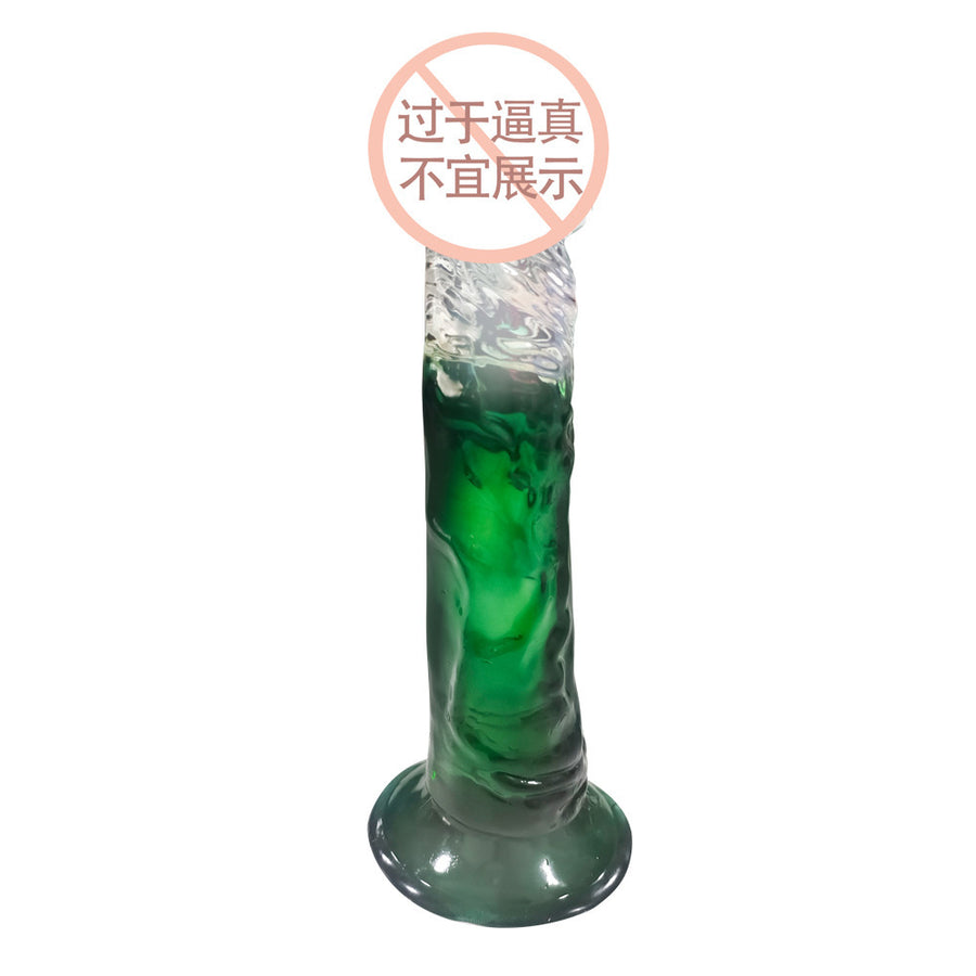 Female dildo gradient color suction cup crystal transparent masturbation stick 7.28 inches