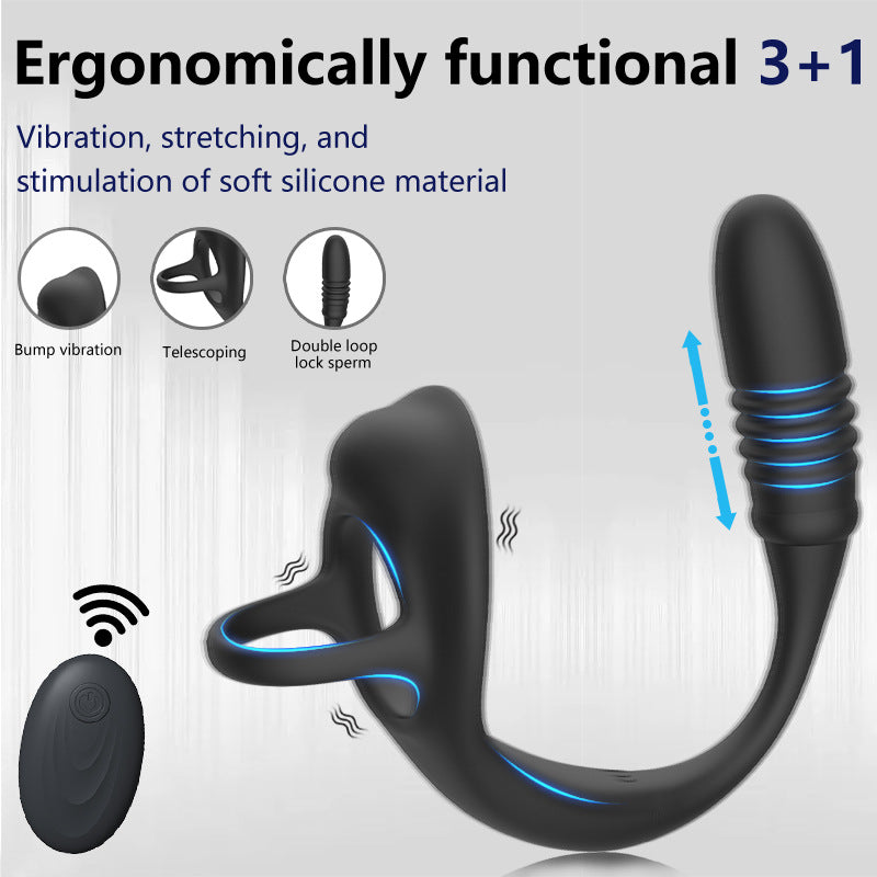 Wireless remote control anal wearable retractable double ring prostate massager best sex toy