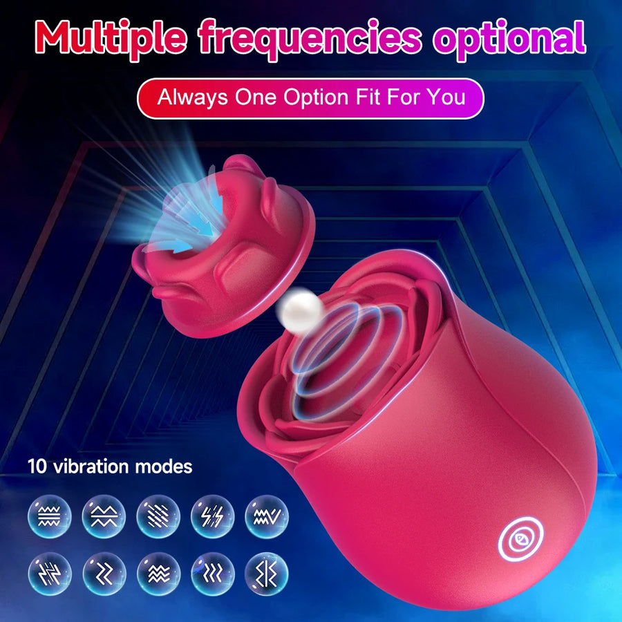 Sucking and Vibration 2 in 1 Portable Rose Vibrator Female Flirting G-spot Vibrator
