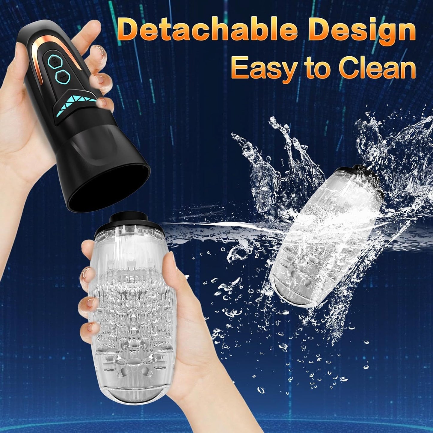 Bellucci upgraded version of transparent telescopic rotating vibration trainer male masturbator