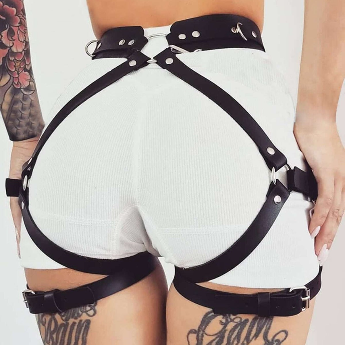 BDSM Adjustable Leather Bondage Set  Waist Belt & Thigh Cuffs Restraint Kit for Couples