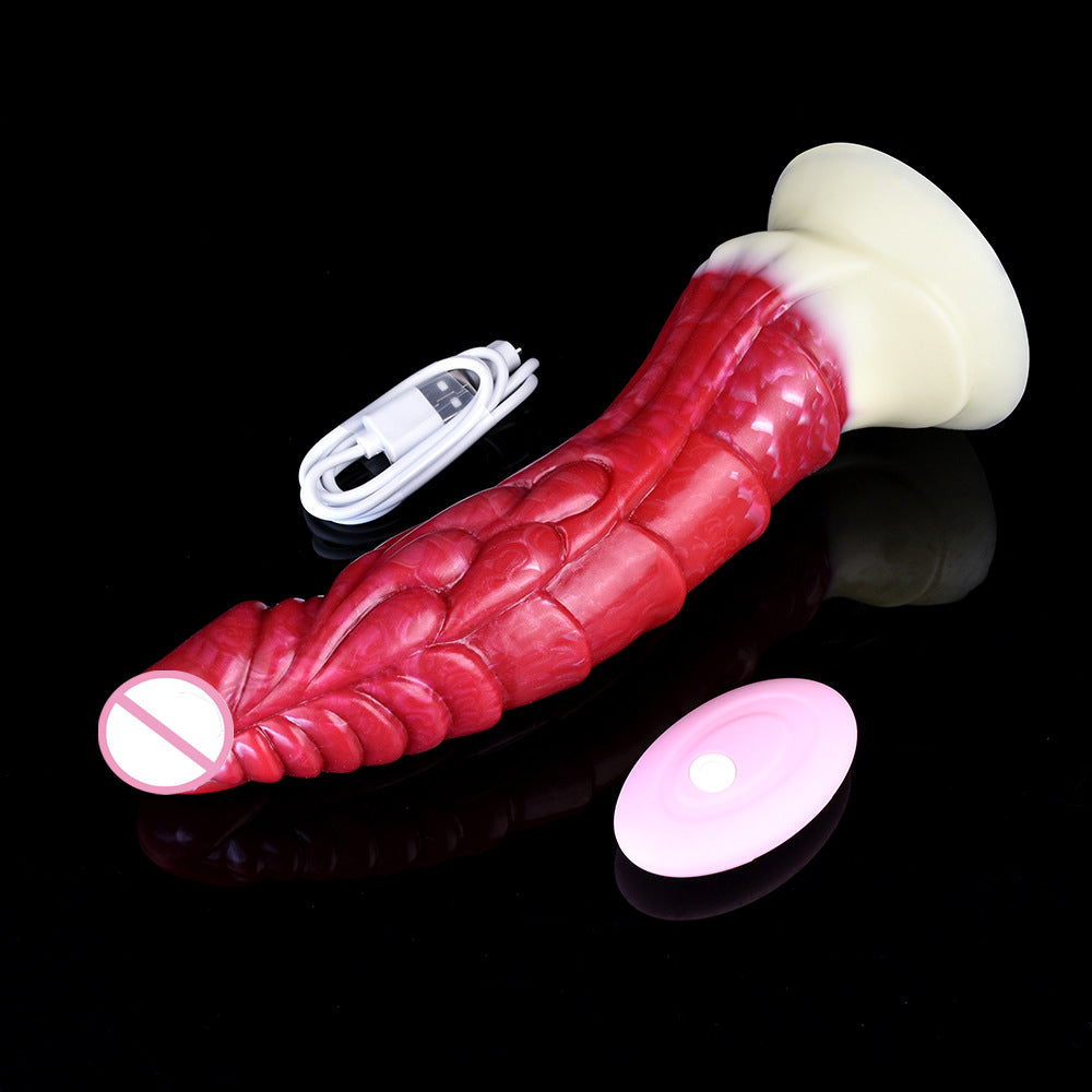 Vibrating simulation silicone dildo with special-shaped scales for female masturbation stick