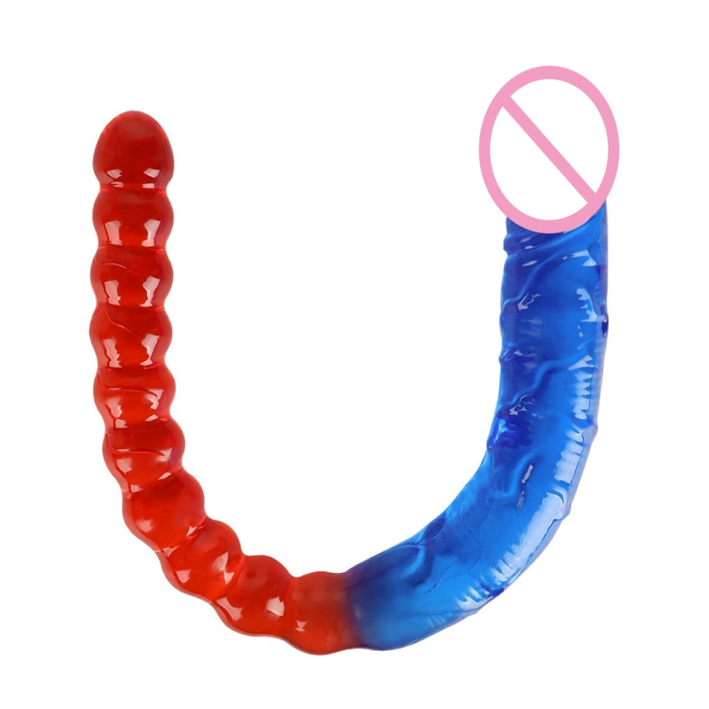 Double-headed dildo two-in-one female masturbator pull ball anal plug