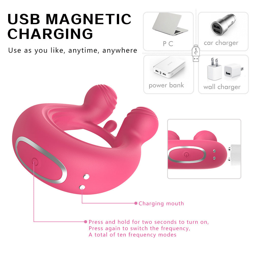 APP remote control dual shock penis ring couple massage silicone vibration delay device